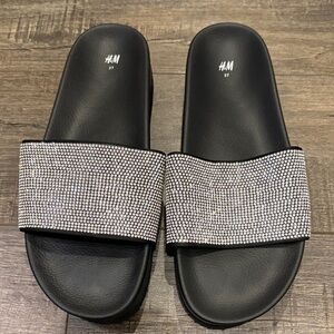 H&M Black Slides with Sparkling Strap